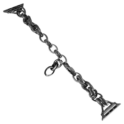 Metal Ripple Twist Chain Watch Band For Apple Watch Ultra 49mm&Watch Ultra 2 49mm / Series 9&8&7 45mm / SE 3&SE 2&6&SE&5&4 44mm / 3&2&1 42mm (Black) by buy2fix