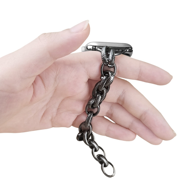 Metal Ripple Twist Chain Watch Band For Apple Watch Ultra 49mm&Watch Ultra 2 49mm / Series 9&8&7 45mm / SE 3&SE 2&6&SE&5&4 44mm / 3&2&1 42mm (Black) by buy2fix