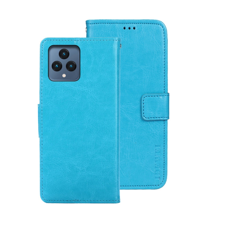 For T-Mobile REVVL 6 5G idewei Crazy Horse Texture Leather Phone Case with Holder(Sky Blue) - More Brand by idewei | Online Shopping UK | buy2fix
