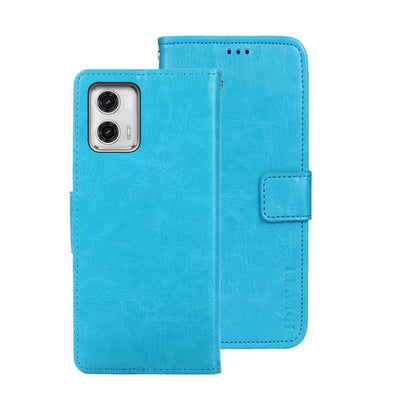 For Motorola Moto G73 idewei Crazy Horse Texture Leather Phone Case with Holder(Sky Blue) - Motorola Cases by idewei | Online Shopping UK | buy2fix