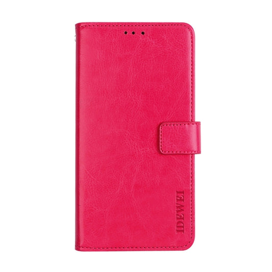 For Ulefone Note 14 idewei Crazy Horse Texture Leather Phone Case with Holder(Rose Red) by idewei