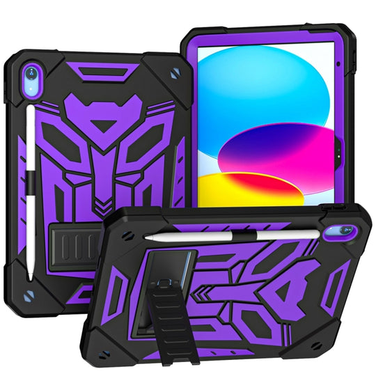 For iPad 2025 / 2022 Bumblebee Silicone + PC Shockproof Tablet Case with Holder(Black Purple)