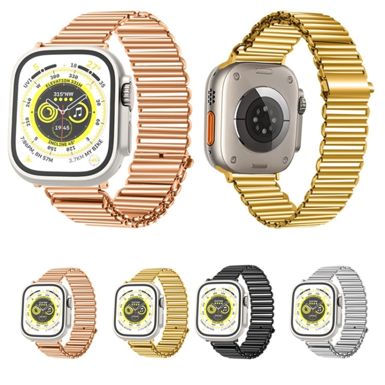 Chain Buckle Stainless Steel Watch Band For Apple Watch Ultra 49mm&Watch Ultra 2 49mm / Series 9&8&7 45mm / SE 3&SE 2&6&SE&5&4 44mm / 3&2&1 42mm (Black) by buy2fix