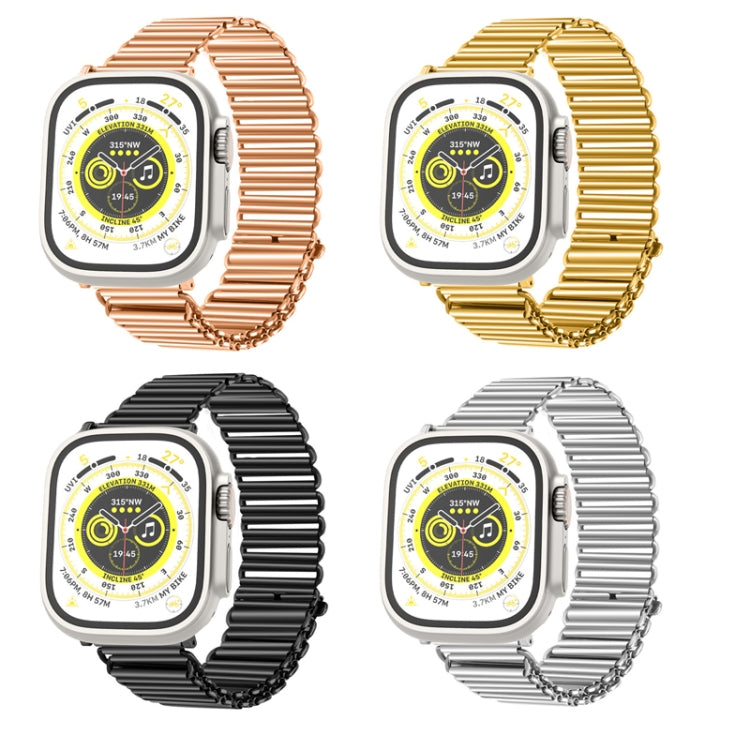 Chain Buckle Stainless Steel Watch Band For Apple Watch Series 9&8&7 41mm / SE 3&SE 2&6&SE&5&4 40mm / 3&2&1 38mm (Black) by buy2fix