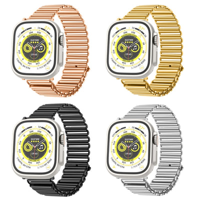 Chain Buckle Stainless Steel Watch Band For Apple Watch Series 9&8&7 41mm / SE 3&SE 2&6&SE&5&4 40mm / 3&2&1 38mm (Black) by buy2fix