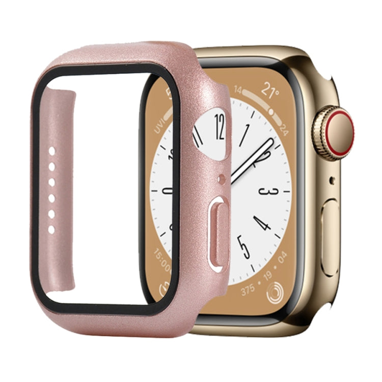 Shockproof PC+Tempered Glass Watch Protective Case For Apple Watch Series 8&7 41mm(Rose Gold) - Watch Cases by buy2fix | Online Shopping UK | buy2fix