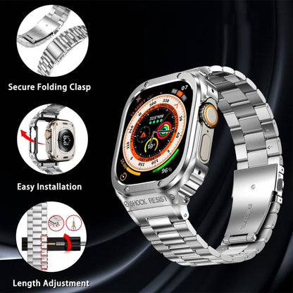 Metal Integrated Watch Protective Case For Apple Watch Series 9 / 8 / 7 45mm(Silver) by buy2fix