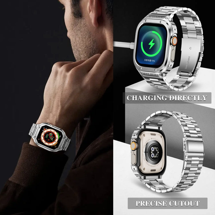 Metal Integrated Watch Protective Case For Apple Watch Series 9 / 8 / 7 45mm(Silver) by buy2fix