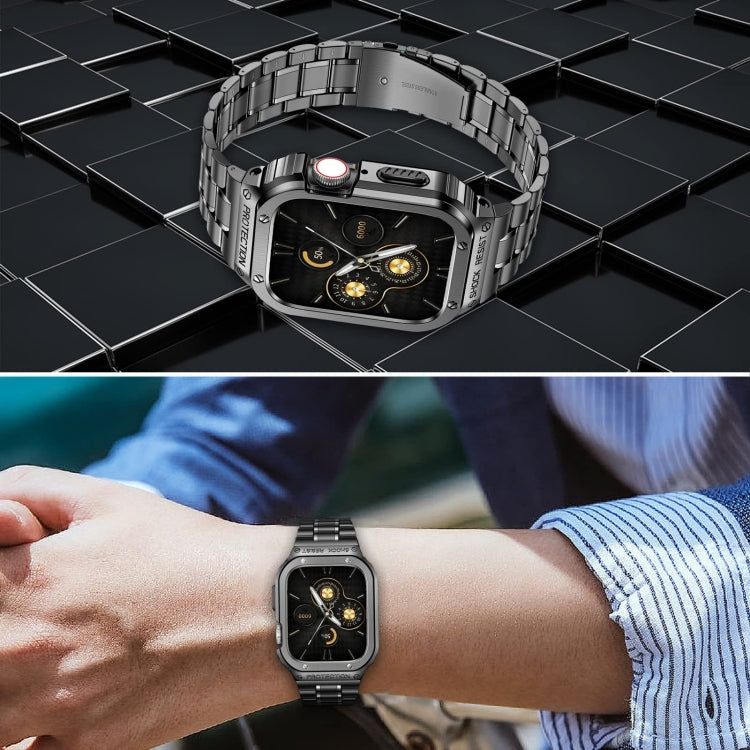 Metal Integrated Watch Protective Case For Apple Watch Series 9 / 8 / 7 45mm(Black) by buy2fix