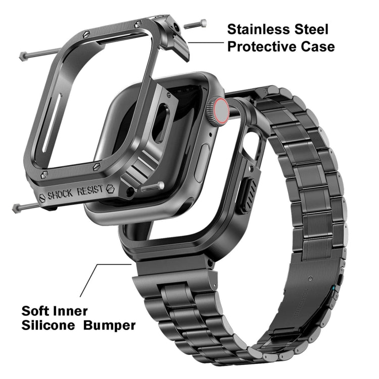 Metal Integrated Watch Protective Case For Apple Watch Series 9 / 8 / 7 45mm(Black) by buy2fix