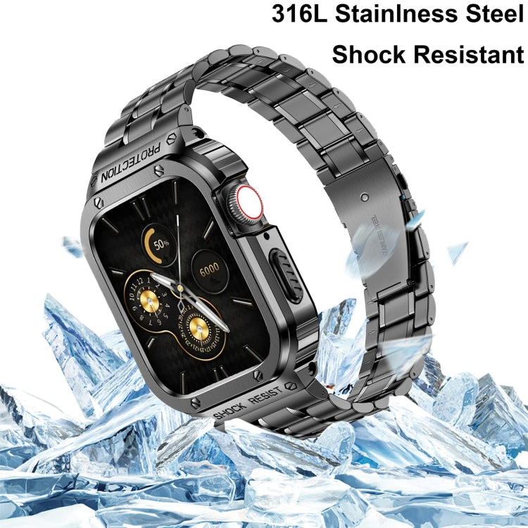 Metal Integrated Watch Protective Case For Apple Watch Series 9 / 8 / 7 45mm(Black) by buy2fix