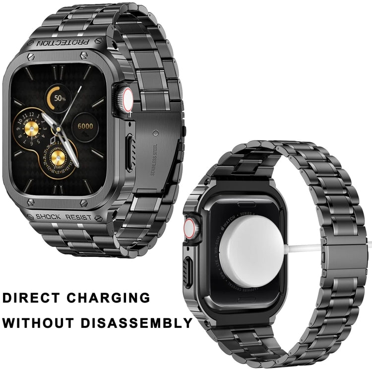 Metal Integrated Watch Protective Case For Apple Watch Series 9 / 8 / 7 45mm(Black) by buy2fix