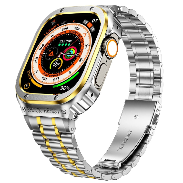 Metal Integrated Watch Protective Case For Apple Watch Ultra 3 / 2 / 1 49mm(Silver Gold) by buy2fix