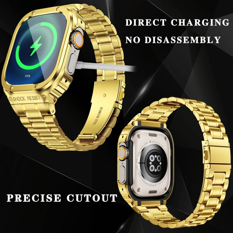 Metal Integrated Watch Protective Case For Apple Watch Series SE 2025&6&SE&5&4 44mm(Gold) by buy2fix