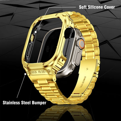 Metal Integrated Watch Protective Case For Apple Watch Series SE 2025&6&SE&5&4 44mm(Gold) by buy2fix