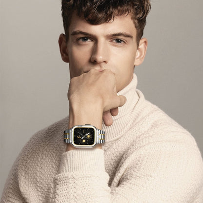 Metal Integrated Watch Protective Case For Apple Watch Series SE 2025&6&SE&5&4 44mm(Silver Gold) by buy2fix