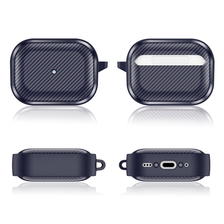 For AirPods Pro 2 Photo Frame Carbon Fiber Series Earphone Case(Dark Blue) - For AirPods Pro 2 by buy2fix | Online Shopping UK | buy2fix