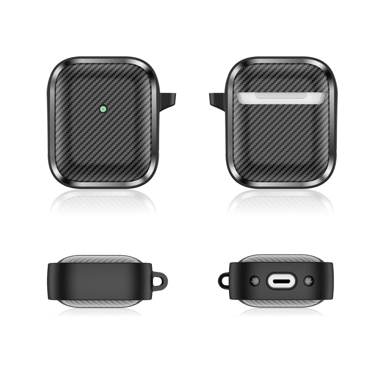 For AirPods 1 / 2 Photo Frame Carbon Fiber Series Earphone Case(Black) - For AirPods 1/2 by buy2fix | Online Shopping UK | buy2fix