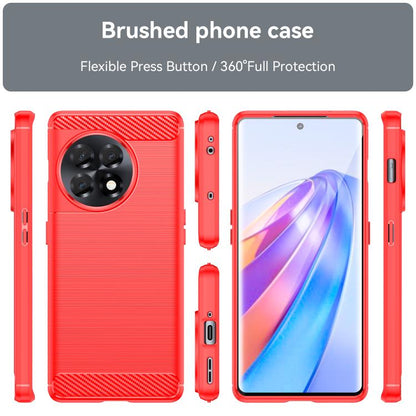 For OnePlus 11R Brushed Texture Carbon Fiber TPU Phone Case(Red) by buy2fix