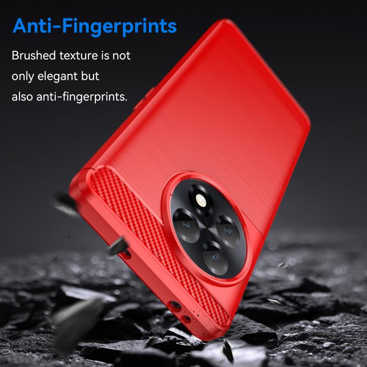 For OnePlus 11R Brushed Texture Carbon Fiber TPU Phone Case(Red) by buy2fix