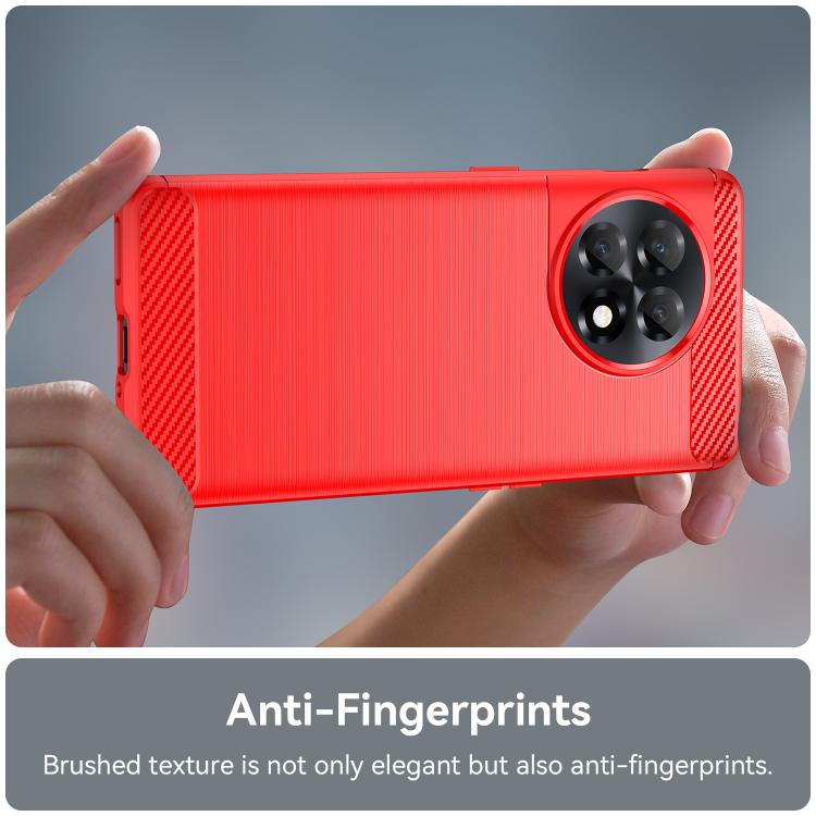 For OnePlus 11R Brushed Texture Carbon Fiber TPU Phone Case(Red) by buy2fix