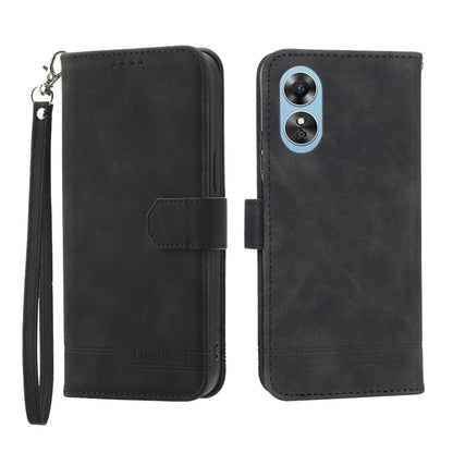 For OPPO Reno8 T 4G Global Dierfeng Dream Line TPU + PU Leather Phone Case(Black) - OPPO Cases by buy2fix | Online Shopping UK | buy2fix