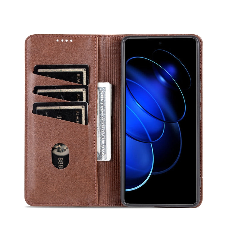For Honor 80 GT AZNS Magnetic Calf Texture Flip Leather Phone Case(Dark Brown) - Honor Cases by AZNS | Online Shopping UK | buy2fix