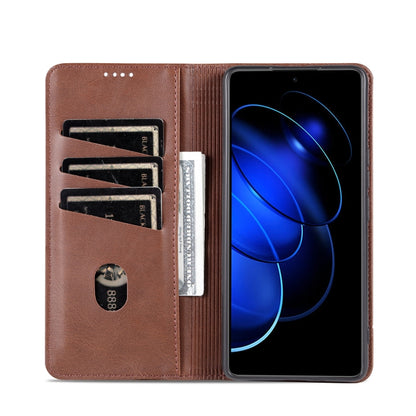 For Honor 80 GT AZNS Magnetic Calf Texture Flip Leather Phone Case(Dark Brown) - Honor Cases by AZNS | Online Shopping UK | buy2fix