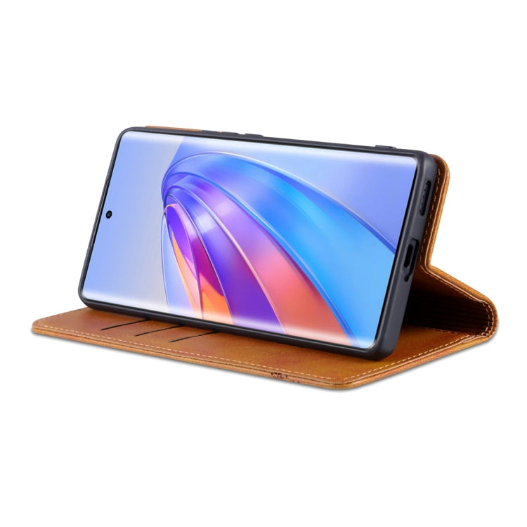 For Honor X50 AZNS Magnetic Calf Texture Flip Leather Phone Case(Light Brown) - Honor Cases by AZNS | Online Shopping UK | buy2fix