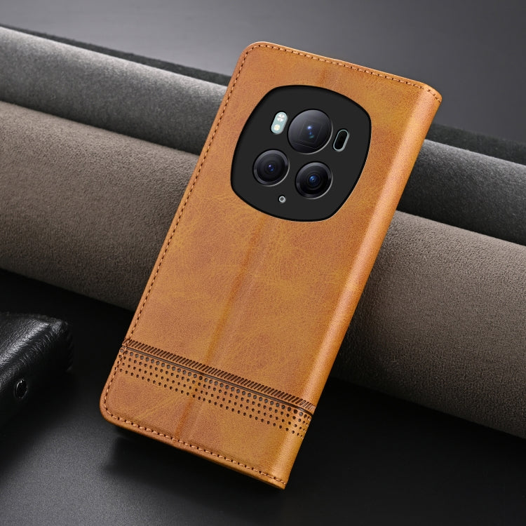 For Honor Magic6 Pro AZNS Magnetic Calf Texture Flip Leather Phone Case(Light Brown) - Honor Cases by AZNS | Online Shopping UK | buy2fix