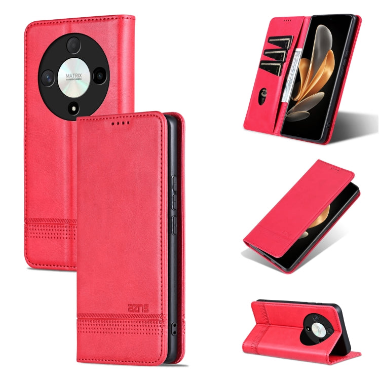 For Honor Magic6 Lite 5G/X9b AZNS Magnetic Calf Texture Flip Leather Phone Case(Red) - Honor Cases by AZNS | Online Shopping UK | buy2fix