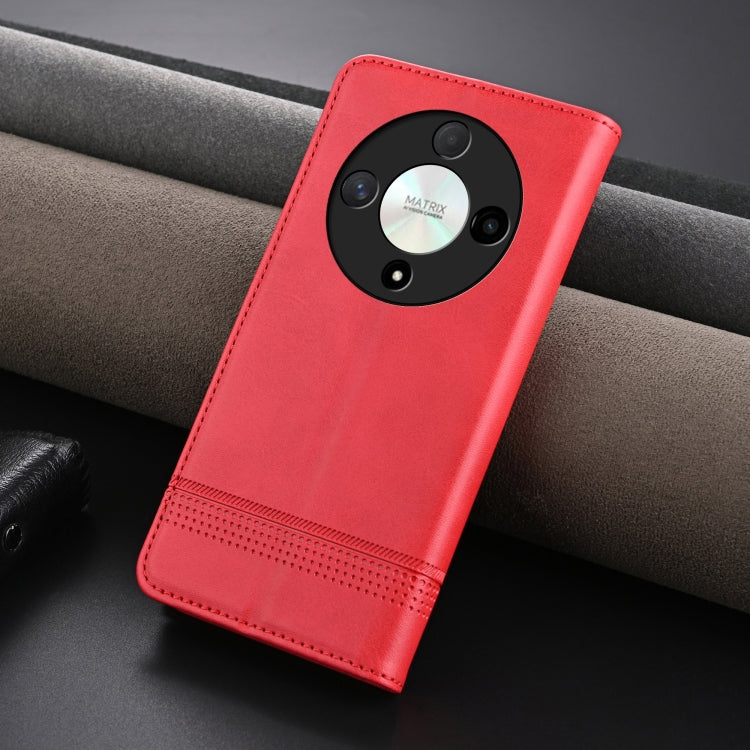 For Honor Magic6 Lite 5G/X9b AZNS Magnetic Calf Texture Flip Leather Phone Case(Red) - Honor Cases by AZNS | Online Shopping UK | buy2fix