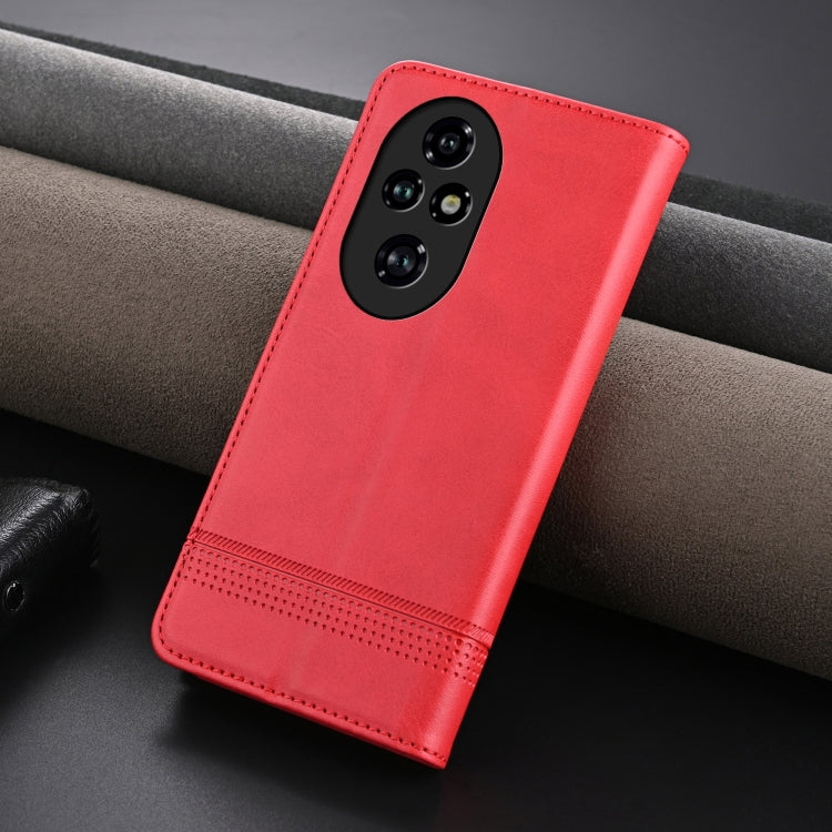 For Honor 200 AZNS Magnetic Calf Texture Flip Leather Phone Case(Red) - Honor Cases by AZNS | Online Shopping UK | buy2fix