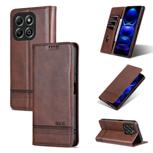 For Honor X6b AZNS Magnetic Calf Texture Flip Leather Phone Case(Dark Brown) - Honor Cases by AZNS | Online Shopping UK | buy2fix