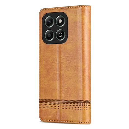 For Honor X6b AZNS Magnetic Calf Texture Flip Leather Phone Case(Light Brown) by AZNS