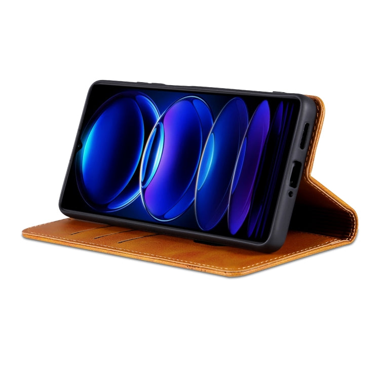 For Honor X6b AZNS Magnetic Calf Texture Flip Leather Phone Case(Light Brown) by AZNS