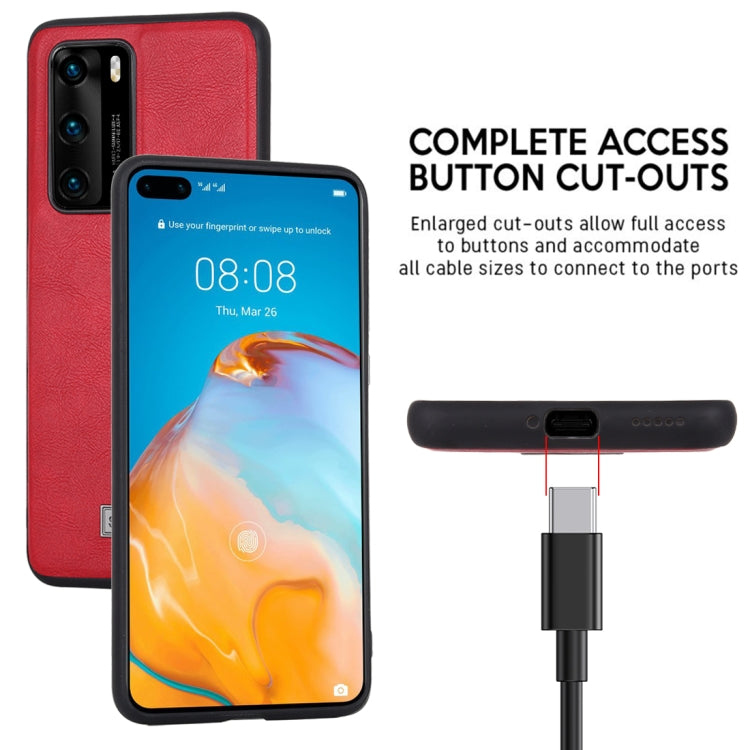 For Huawei P40 SULADA Shockproof TPU + Handmade Leather Protective Case(Grey) - Huawei Cases by SULADA | Online Shopping UK | buy2fix