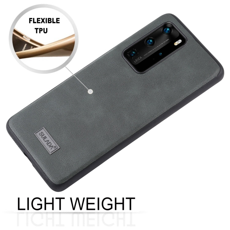 For Huawei P40 Pro SULADA Shockproof TPU + Handmade Leather Protective Case(Brown) - Huawei Cases by SULADA | Online Shopping UK | buy2fix