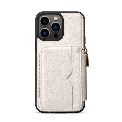 For iPhone 14 Pro Max Zipper Card Slot Phone Case(White) - iPhone 14 Pro Max Cases by buy2fix | Online Shopping UK | buy2fix