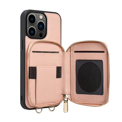 For iPhone 14 Pro Max Zipper Card Slot Phone Case(Pink) - iPhone 14 Pro Max Cases by buy2fix | Online Shopping UK | buy2fix