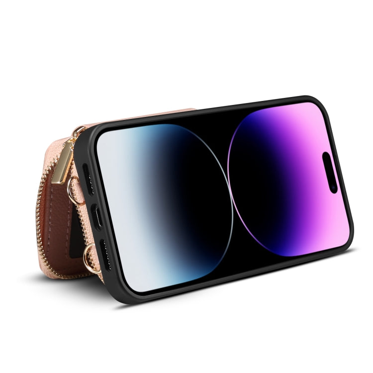 For iPhone 14 Pro Max Zipper Card Slot Phone Case(Pink) - iPhone 14 Pro Max Cases by buy2fix | Online Shopping UK | buy2fix