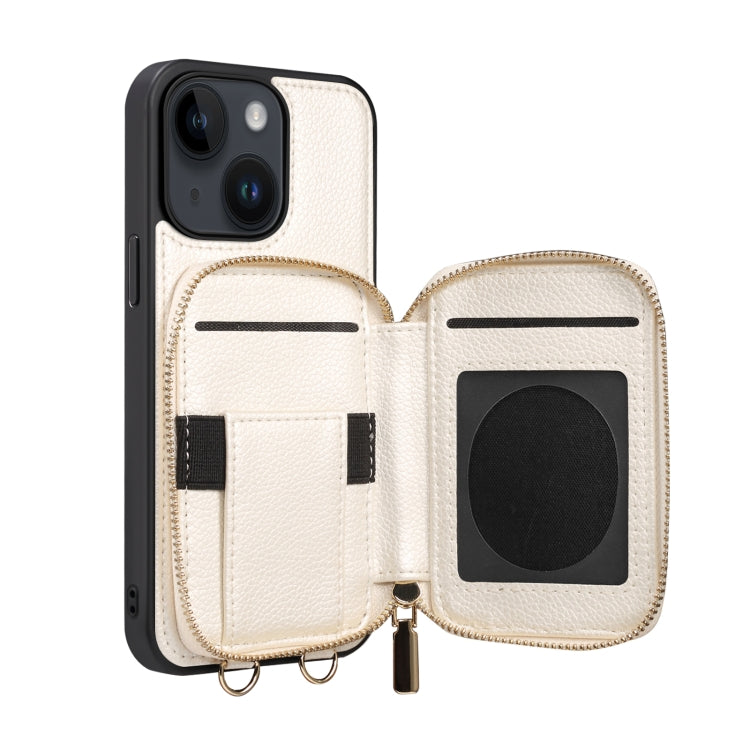 For iPhone 14 Zipper Card Slot Phone Case(White) - iPhone 14 Cases by buy2fix | Online Shopping UK | buy2fix