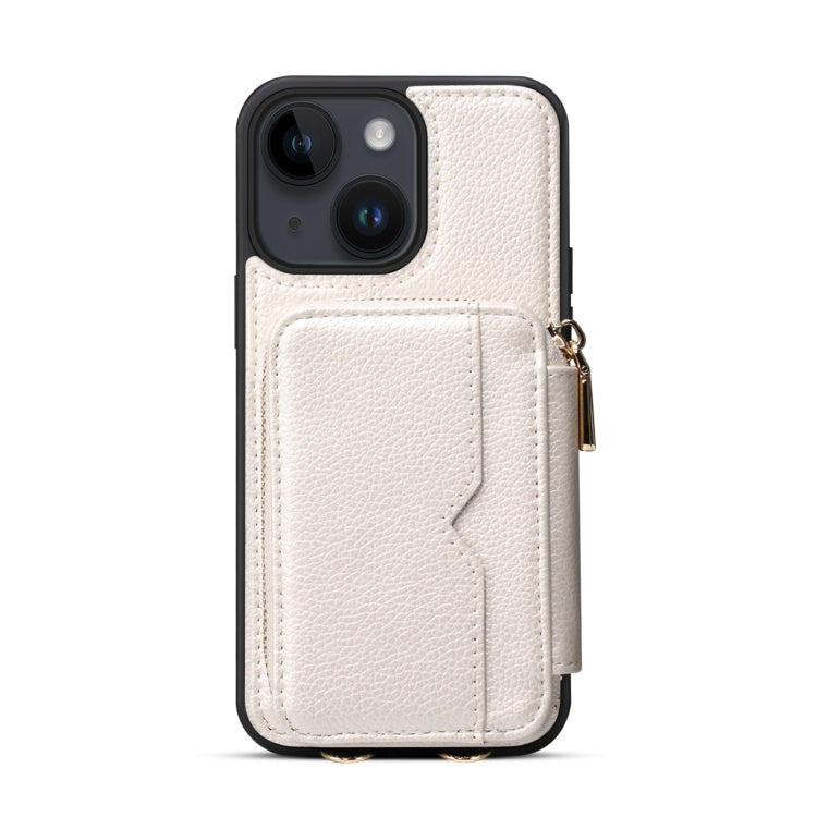 For iPhone 14 Plus Zipper Card Slot Phone Case(White) - iPhone 14 Plus Cases by buy2fix | Online Shopping UK | buy2fix