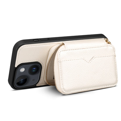 For iPhone 14 Plus Zipper Card Slot Phone Case(White) - iPhone 14 Plus Cases by buy2fix | Online Shopping UK | buy2fix