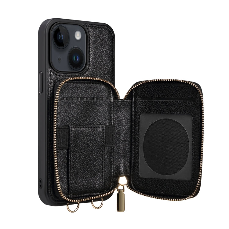 For iPhone 14 Plus Zipper Card Slot Phone Case(Black) - iPhone 14 Plus Cases by buy2fix | Online Shopping UK | buy2fix