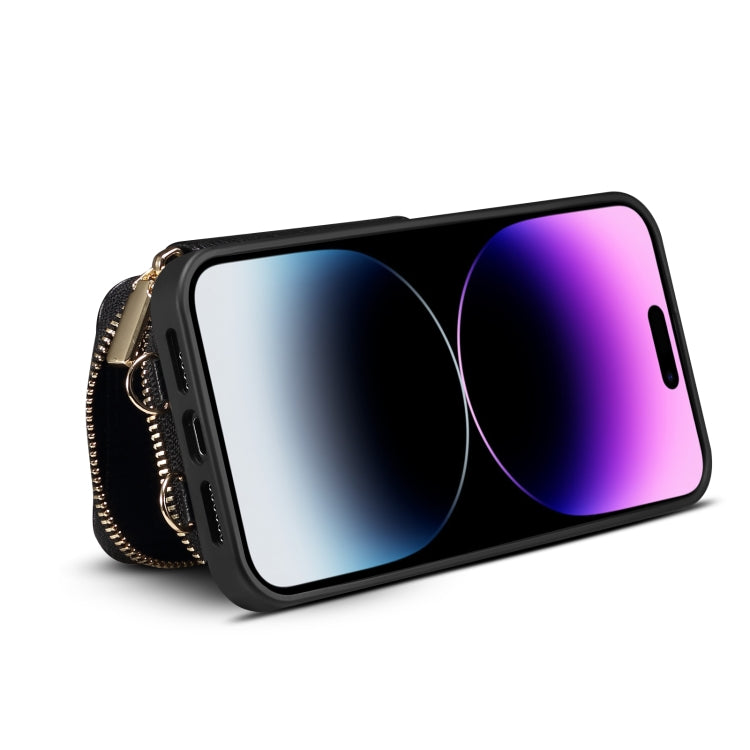 For iPhone 14 Plus Zipper Card Slot Phone Case(Black) - iPhone 14 Plus Cases by buy2fix | Online Shopping UK | buy2fix