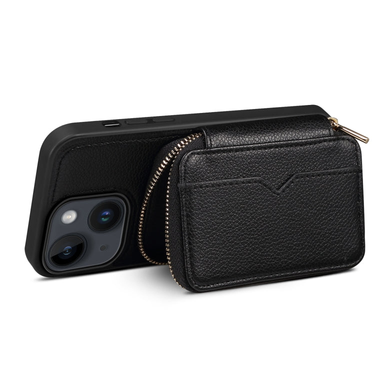 For iPhone 14 Plus Zipper Card Slot Phone Case(Black) - iPhone 14 Plus Cases by buy2fix | Online Shopping UK | buy2fix