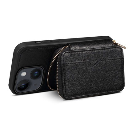 For iPhone 14 Plus Zipper Card Slot Phone Case(Black) - iPhone 14 Plus Cases by buy2fix | Online Shopping UK | buy2fix