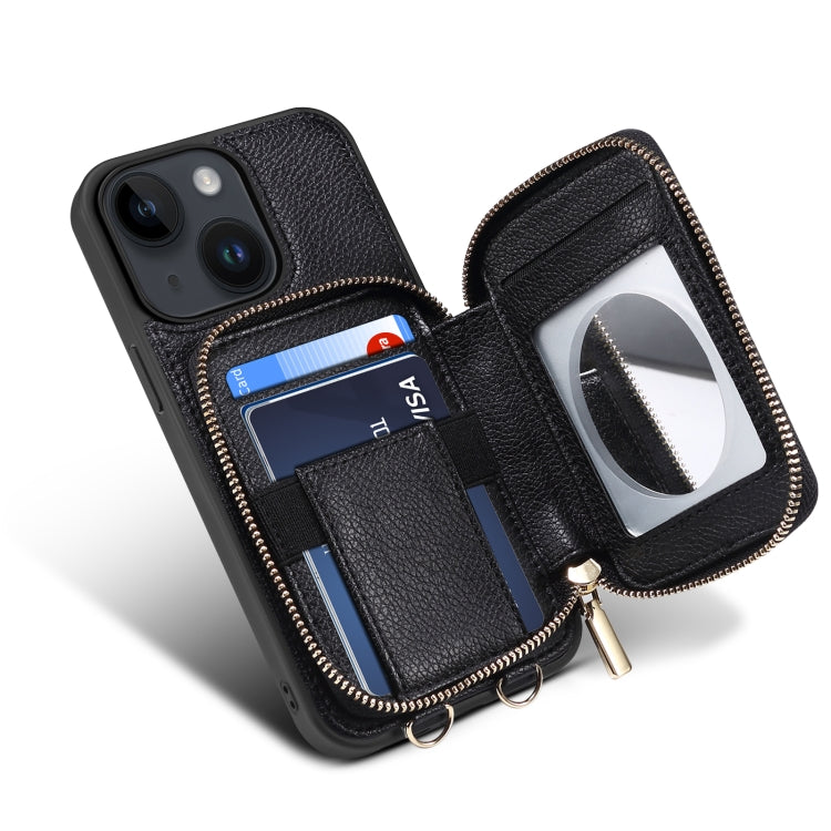 For iPhone 14 Plus Zipper Card Slot Phone Case(Black) - iPhone 14 Plus Cases by buy2fix | Online Shopping UK | buy2fix