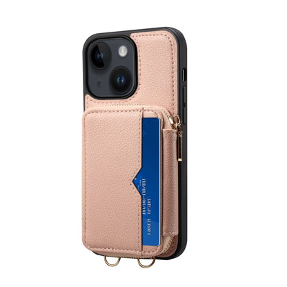 For iPhone 14 Plus Zipper Card Slot Phone Case(Pink) - iPhone 14 Plus Cases by buy2fix | Online Shopping UK | buy2fix